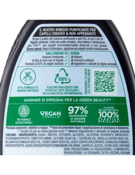 Ultra Dolce Balsamo 200ml - Carbone Magnetico - Cute Grassa Lunghezze Secche